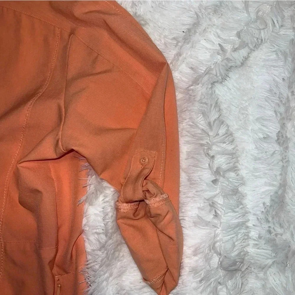 Womens Woolrich Button Up Top Size Extra Large Coral / Orange Color Lightweight - Picture 4 of 11
